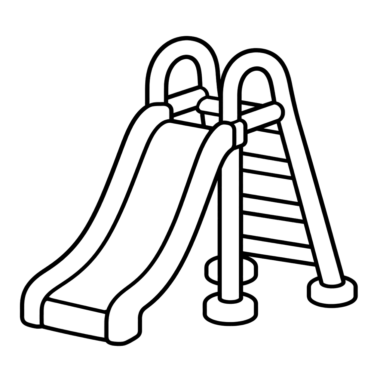 すべり台のぬりえ用線画（公園・遊具のイラスト16種類・ぬりえ15枚）