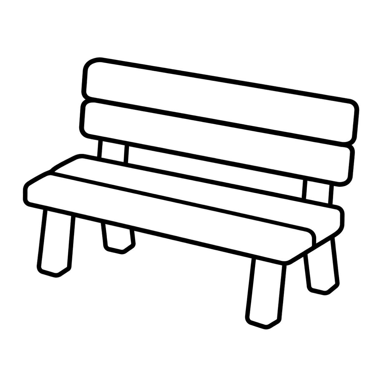公園のベンチのぬりえ用線画