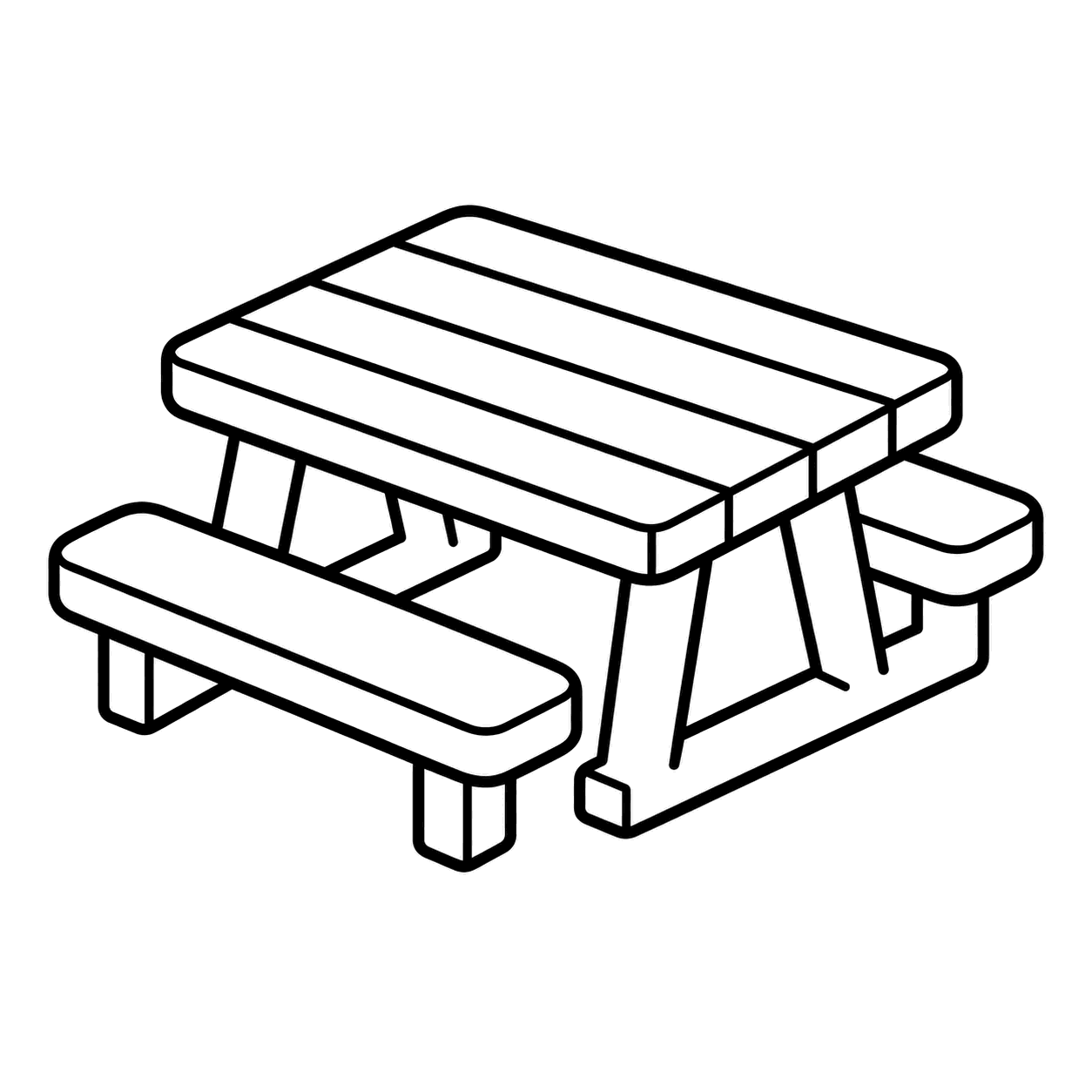 公園のテーブルのぬりえ用線画