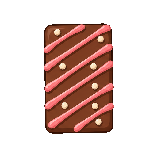 文字や数字がないいちご色の線がかかったチョコアイコン