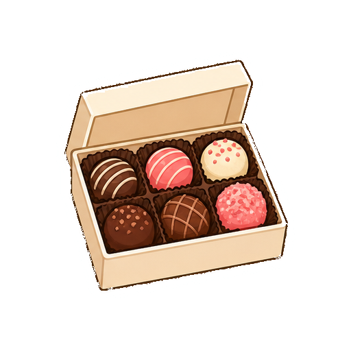 ブランドや文字がないトリュフチョコ箱アイコン