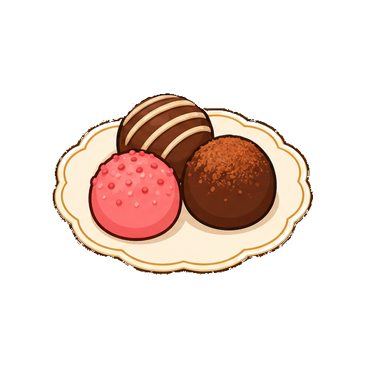 ラベルや文字がない皿のトリュフチョコアイコン