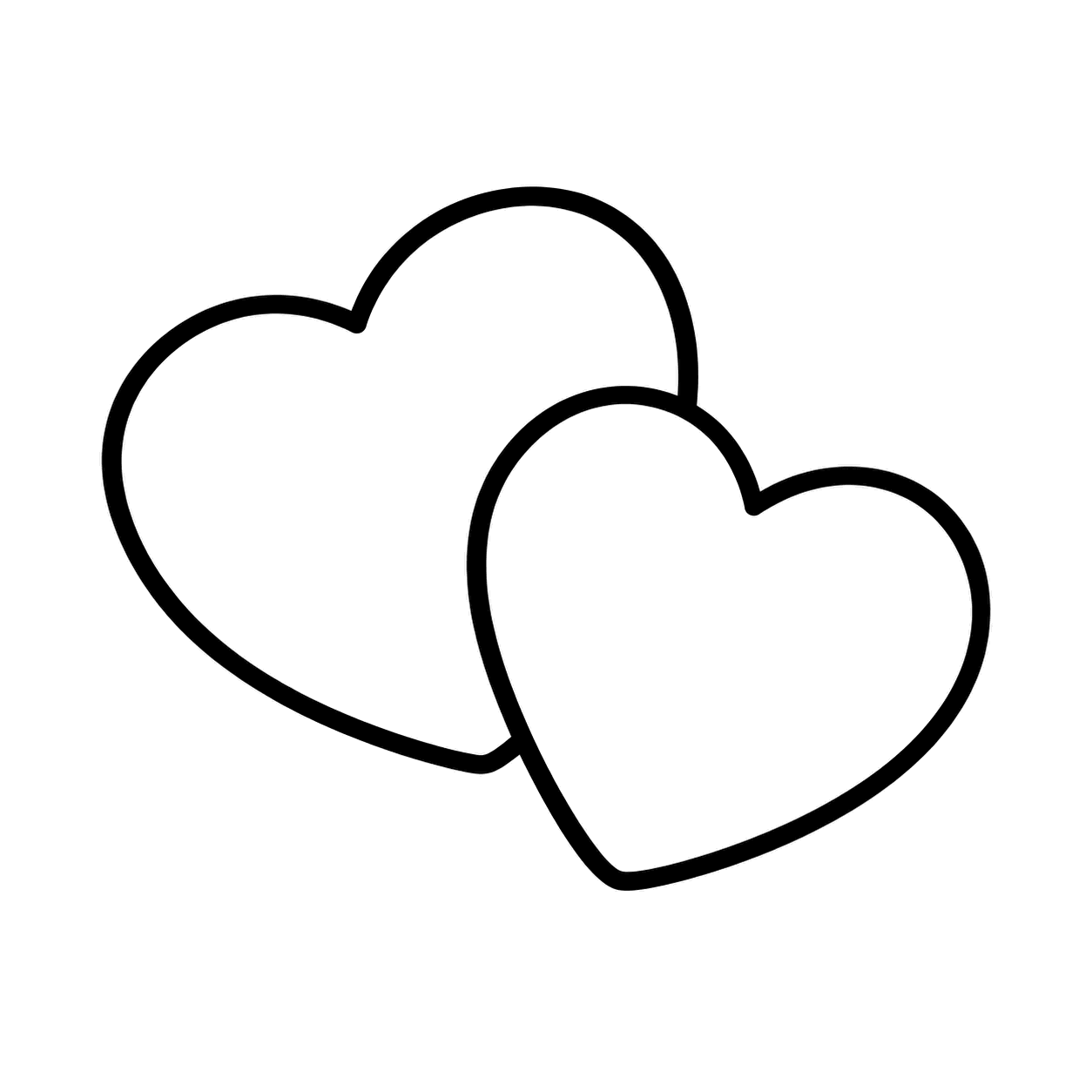 ハートチョコ二つのぬり絵用線画