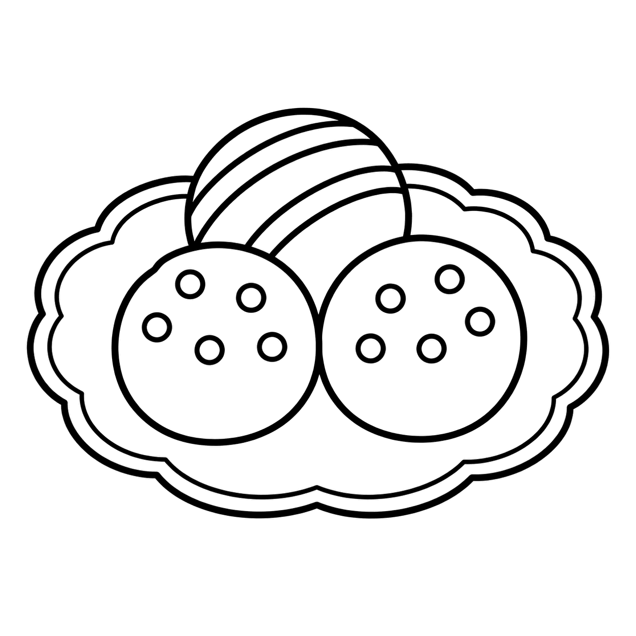 皿のトリュフのぬり絵用線画