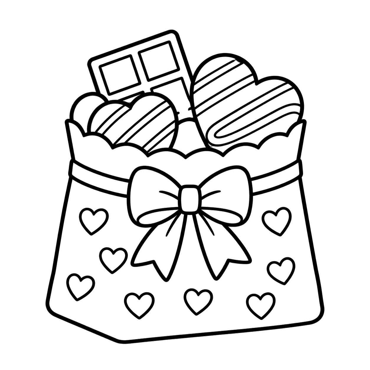 チョコ袋のぬり絵用線画