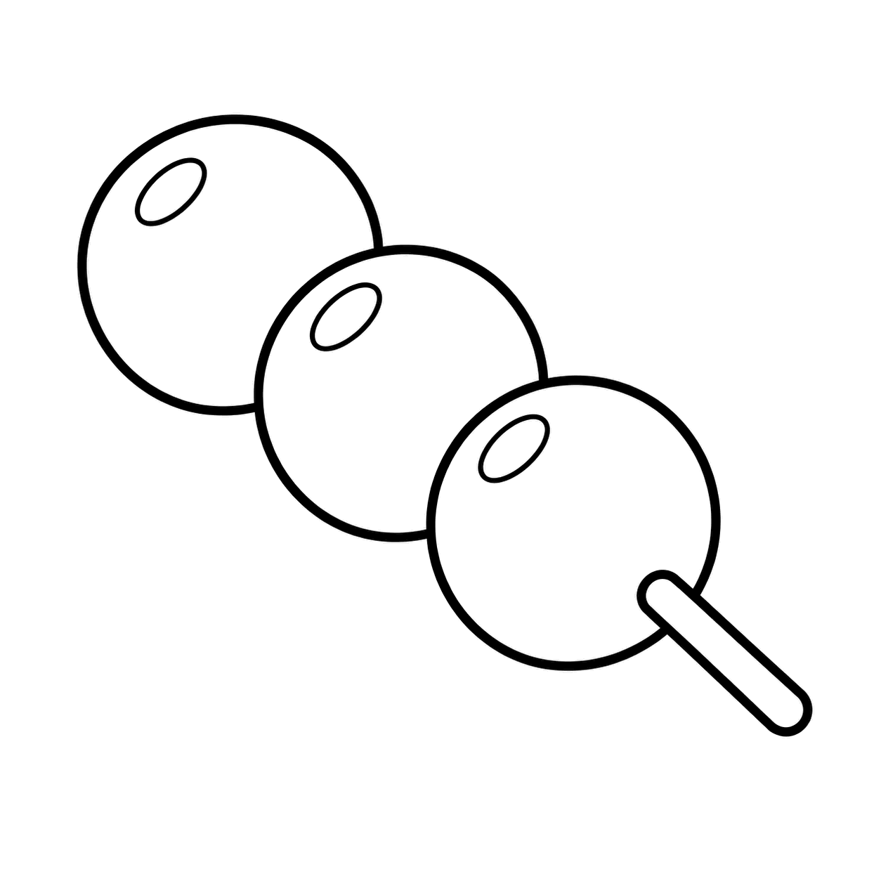 三色団子のぬりえ用線画（和菓子アイコン24個セット・ぬりえ22種類）