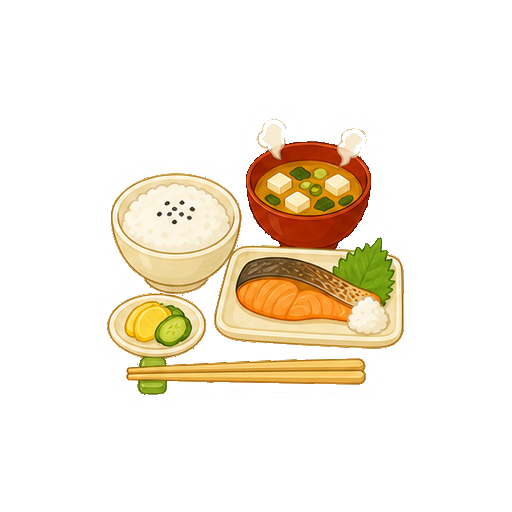 顔や文字がない和朝食セットアイコン