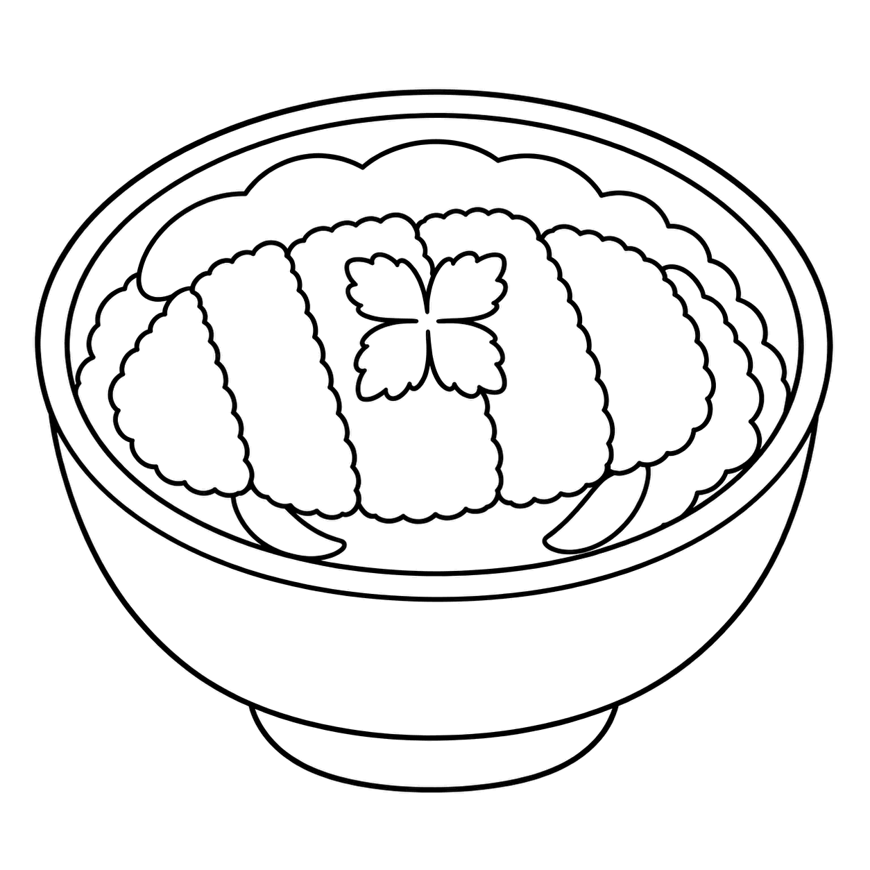 カツ丼のぬり絵用線画
