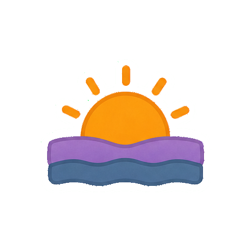 文字や緑の地面がない夕焼けアイコン