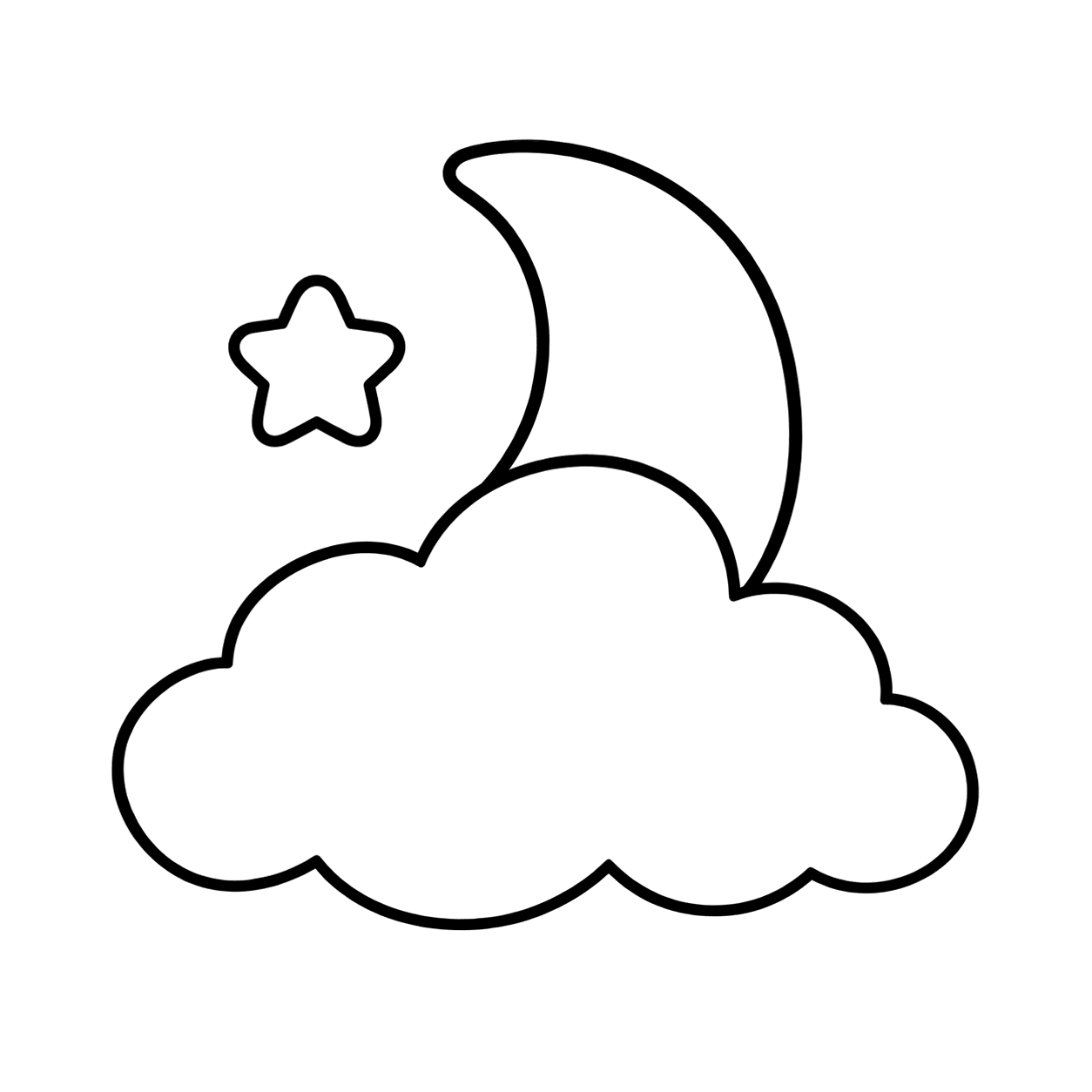 夜の曇りのぬりえ用線画