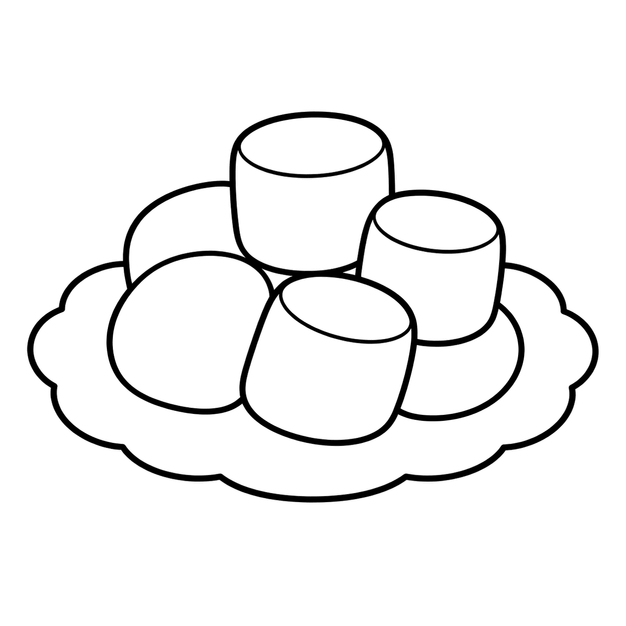 マシュマロの山のぬりえ用線画（ホワイトデーのイラスト・ぬりえ18種類）