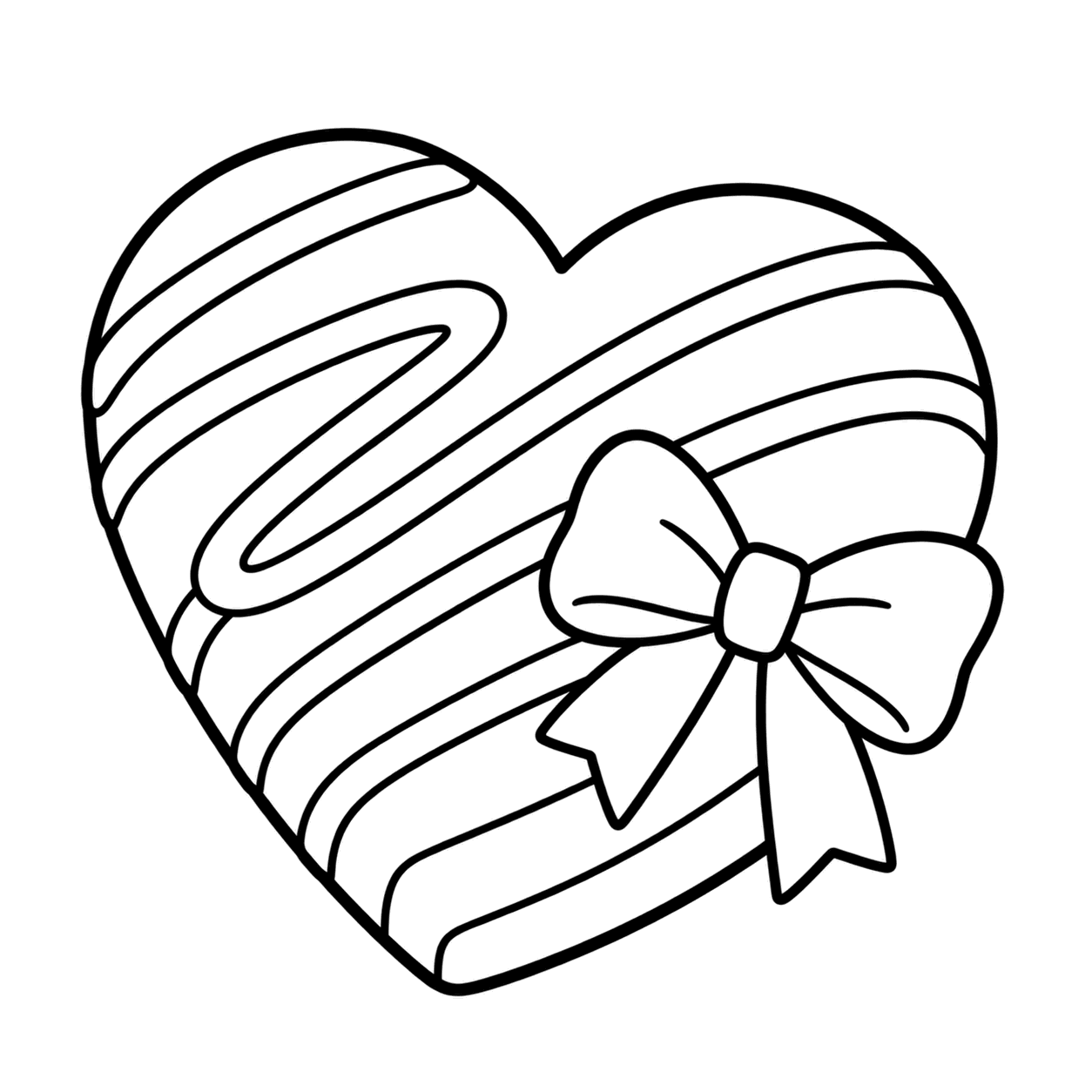 白いハートチョコのぬり絵用線画