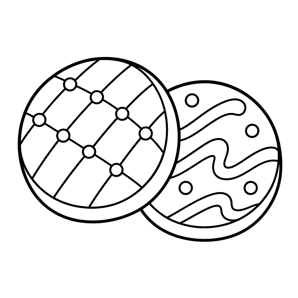白いアイシングクッキーのぬり絵用線画