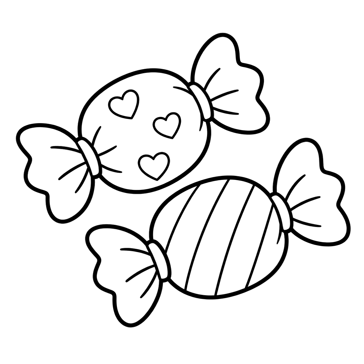 包みキャンディ二つのぬり絵用線画