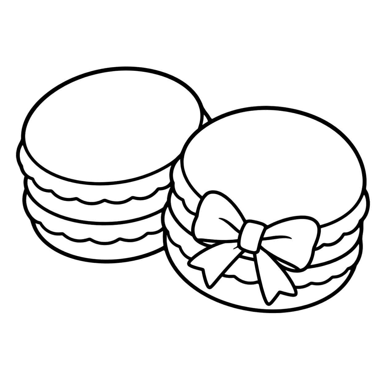 マカロン二つのぬりえ用線画