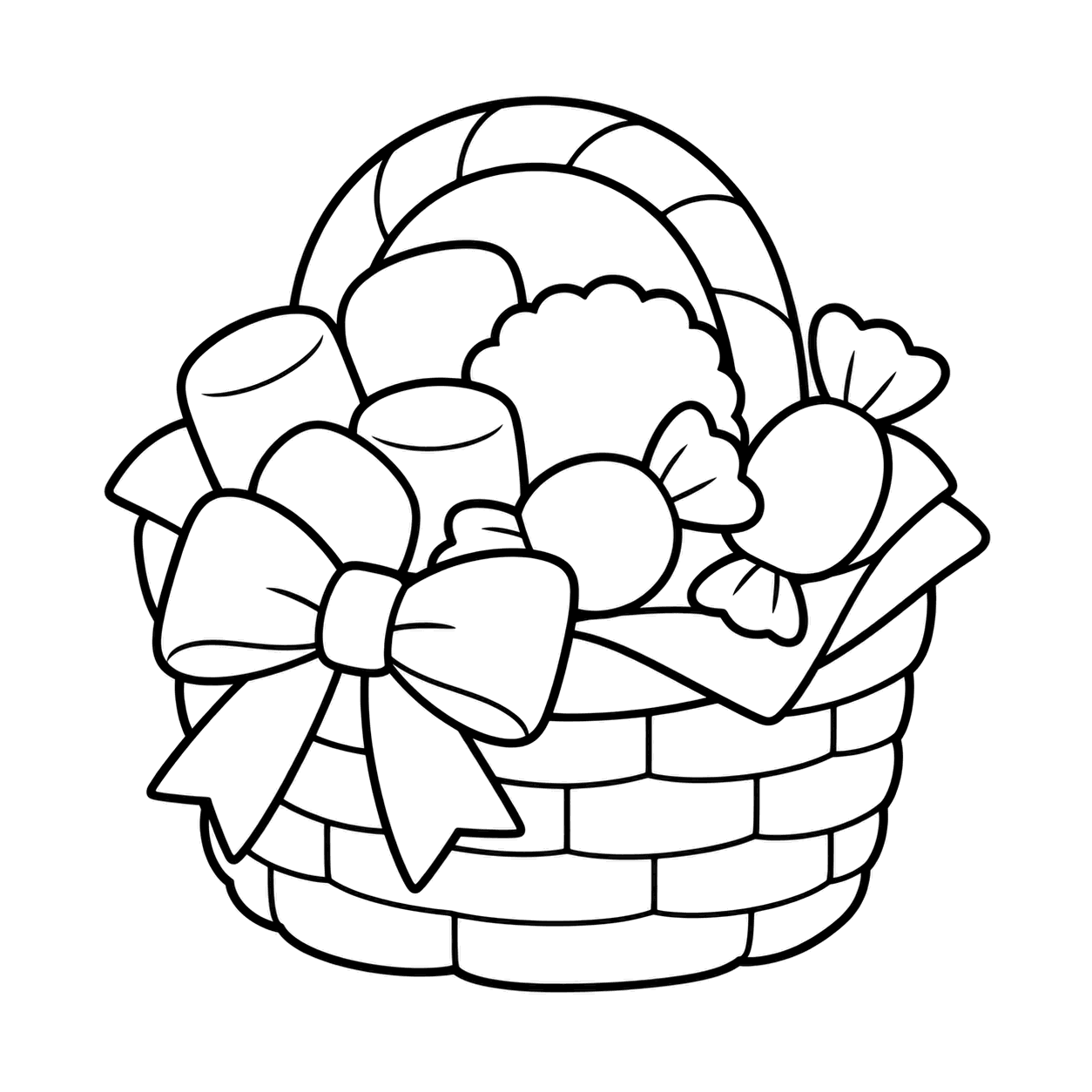ホワイトデーギフトかごのぬり絵用線画
