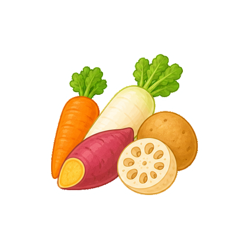 文字やロゴがない根菜セットアイコン