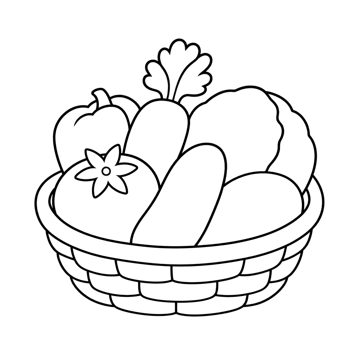 野菜かごのぬりえ用線画