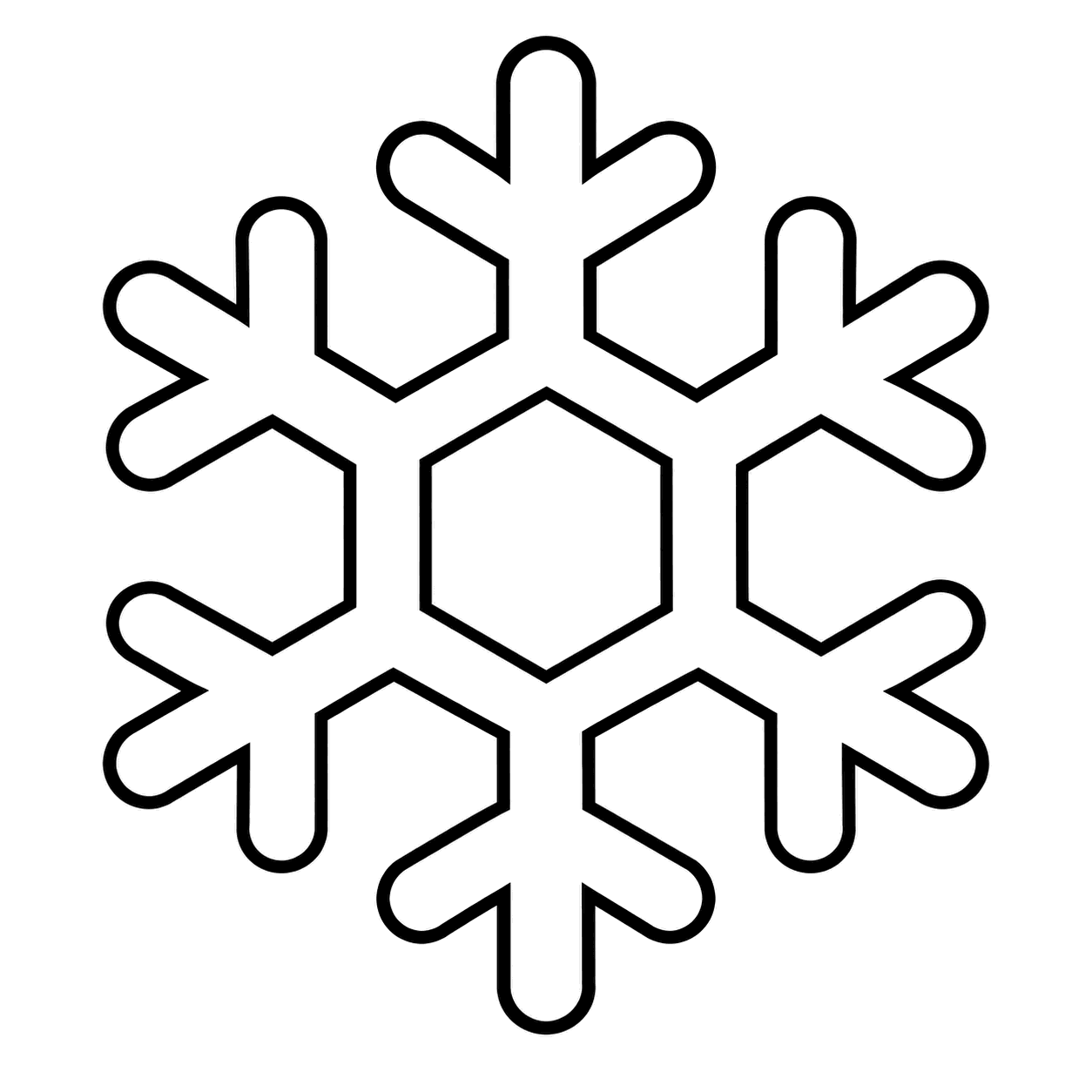 六角の雪の結晶のぬりえ用線画
