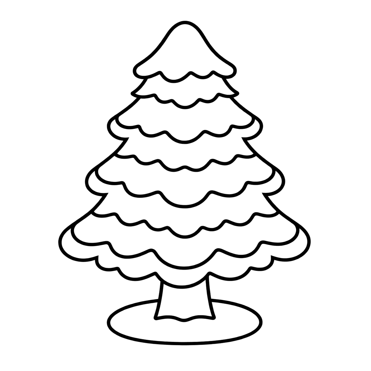 雪をかぶった木のぬりえ用線画