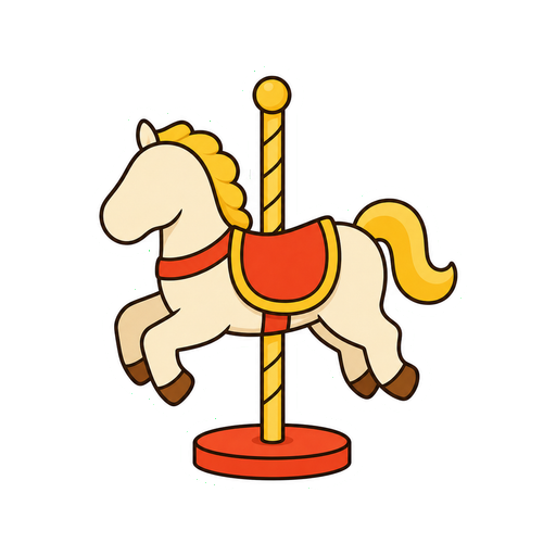 顔や人物や文字がない回転木馬の馬アイコン