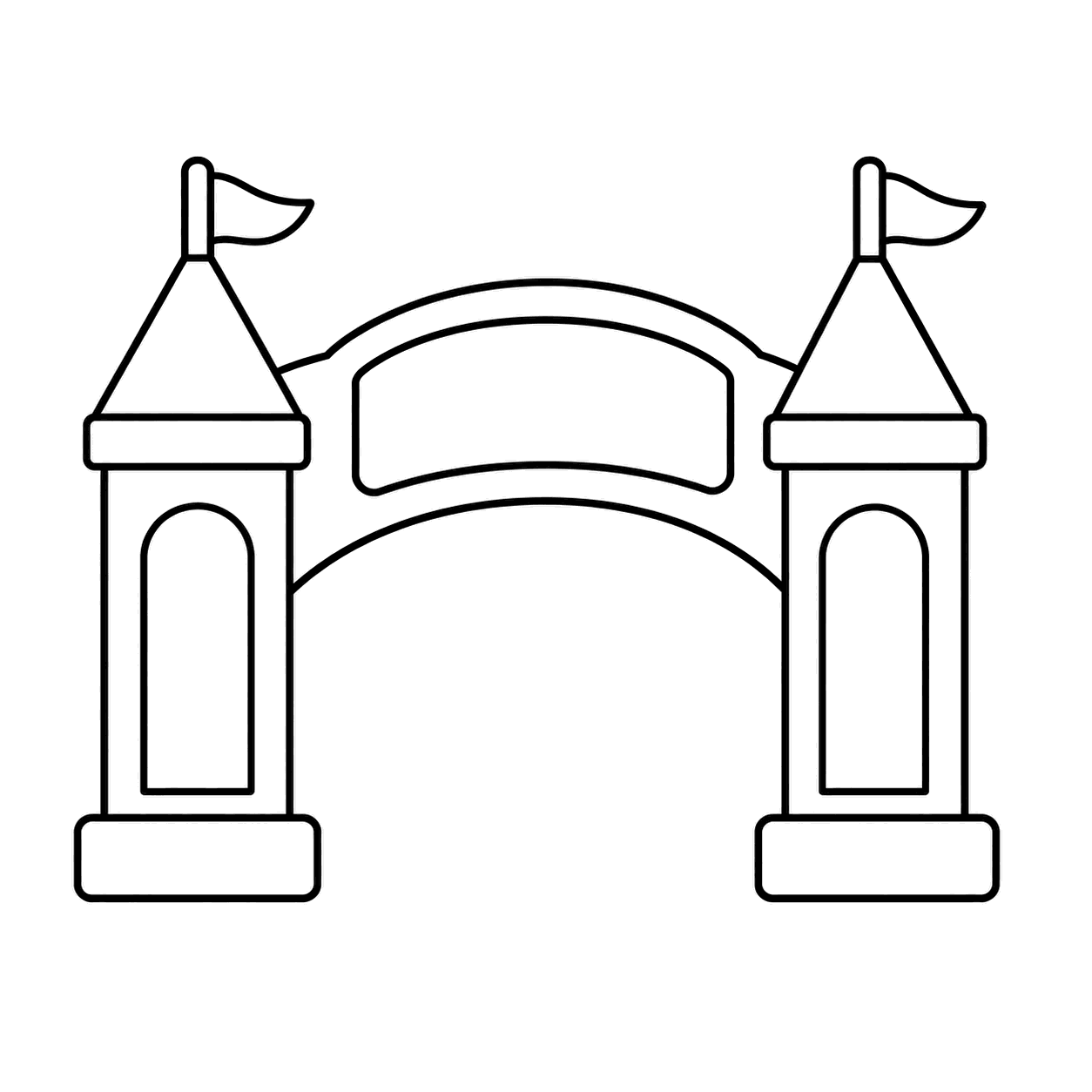 テーマパークゲートのぬりえ用線画