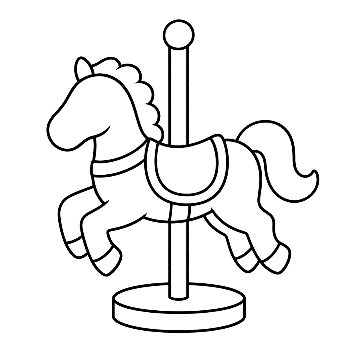 回転木馬の馬のぬりえ用線画