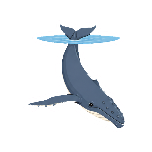 水面へ大きな尾びれを上げるザトウクジラの全身イラスト
