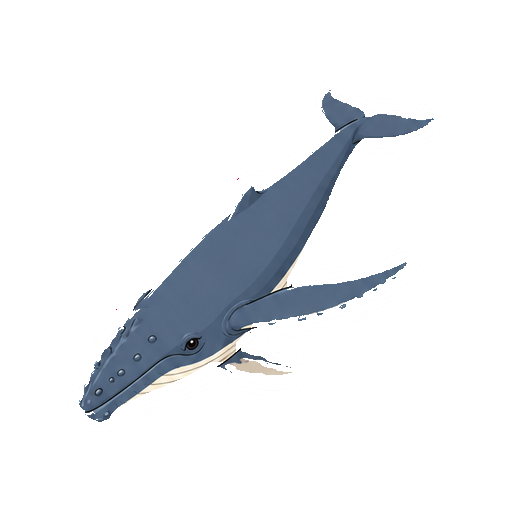 深い水中へ頭から潜るザトウクジラの全身イラスト