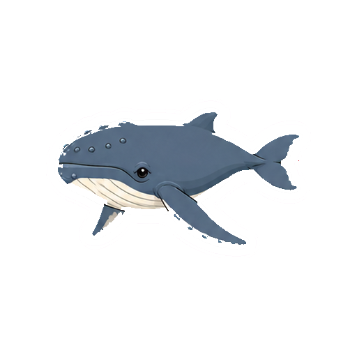 小さな子ザトウクジラが泳ぐ全身イラスト