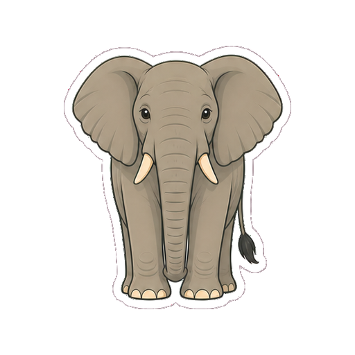 正面を向いて立つぞうの全身イラスト