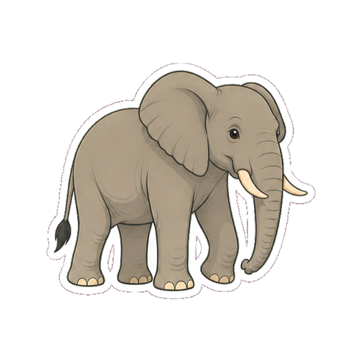斜め向きで立つぞうの全身イラスト
