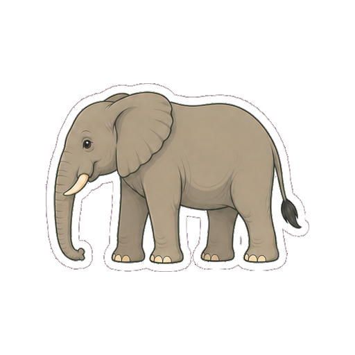 鼻先を地面へ下げるぞうの全身イラスト