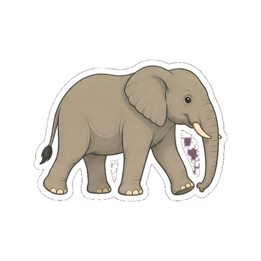 ゆっくり歩くぞうの全身イラスト
