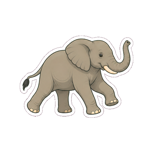 小走りするぞうの全身イラスト