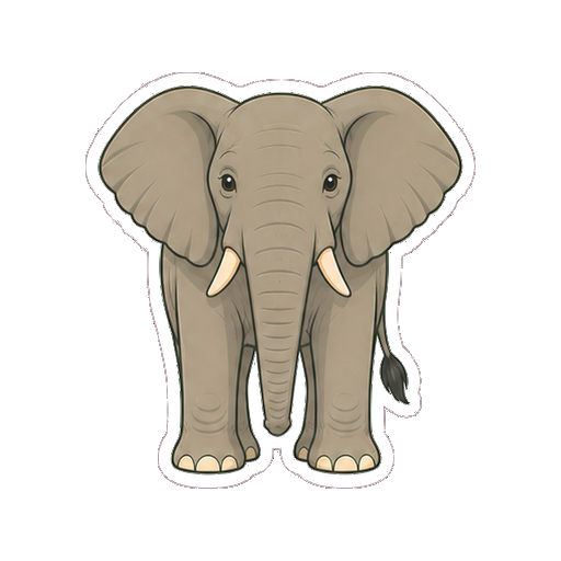 両耳を大きく広げるぞうの全身イラスト
