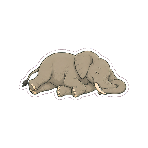 横向きに寝そべって眠るぞうの全身イラスト