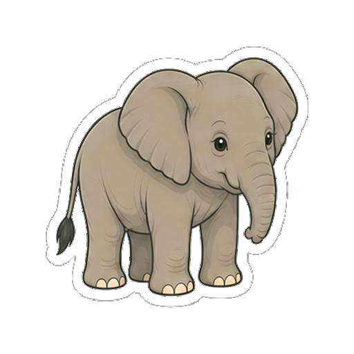 小さな子ゾウが斜め向きで立つ全身イラスト