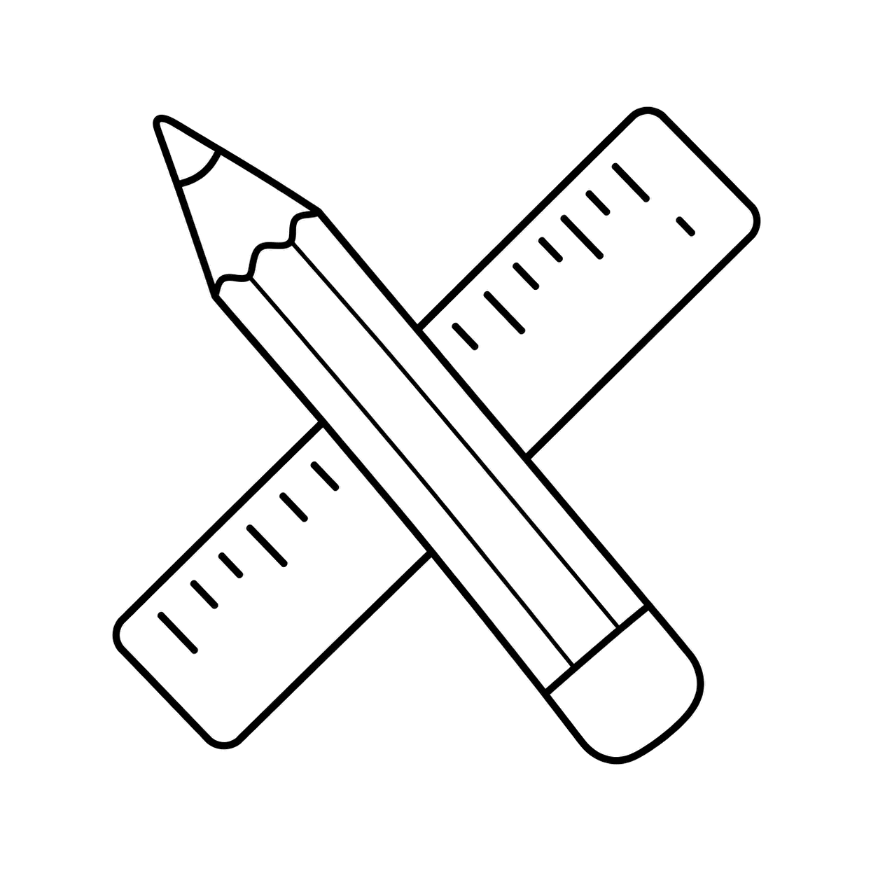 鉛筆と定規のぬりえ用線画